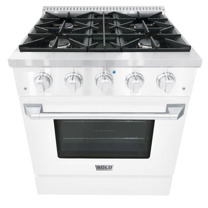 Hallman BOLD 30" 4.2 Cu.Ft. 4 Burner Freestanding Dual Fuel Range and Electric Oven - HBRDF30