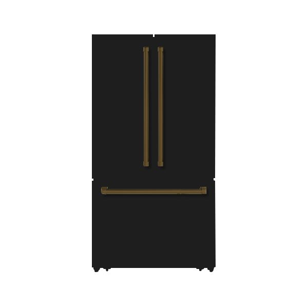 Hallman BOLD 36" Freestanding French Door, Counter Depth Refrigerator 14.2 Cu. Ft. with Bottom Freezer 6.1 Cu. Ft. with Automatic Ice Maker - HBRFSFD36-HDLS