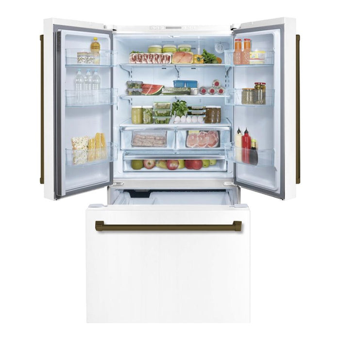 Hallman BOLD 36" Freestanding French Door, Counter Depth Refrigerator 14.2 Cu. Ft. with Bottom Freezer 6.1 Cu. Ft. with Automatic Ice Maker - HBRFSFD36-HDLS