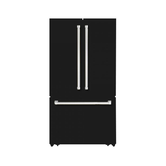 Hallman BOLD 36" Freestanding French Door, Counter Depth Refrigerator 14.2 Cu. Ft. with Bottom Freezer 6.1 Cu. Ft. with Automatic Ice Maker - HBRFSFD36-HDLS