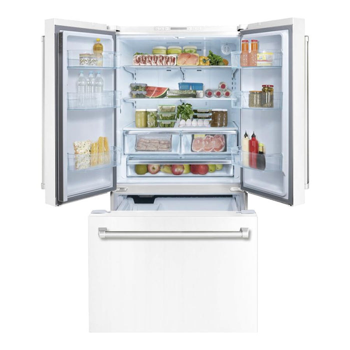 Hallman BOLD 36" Freestanding French Door, Counter Depth Refrigerator 14.2 Cu. Ft. with Bottom Freezer 6.1 Cu. Ft. with Automatic Ice Maker - HBRFSFD36-HDLS