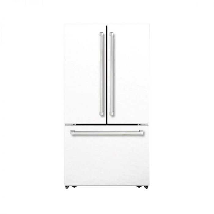 Hallman BOLD 36" Freestanding French Door, Counter Depth Refrigerator 14.2 Cu. Ft. with Bottom Freezer 6.1 Cu. Ft. with Automatic Ice Maker - HBRFSFD36-HDLS