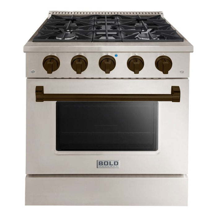 Hallman BOLD 30" 4.2 Cu.Ft. 4 Burner Freestanding All Gas Range and Gas Oven - HBRG30