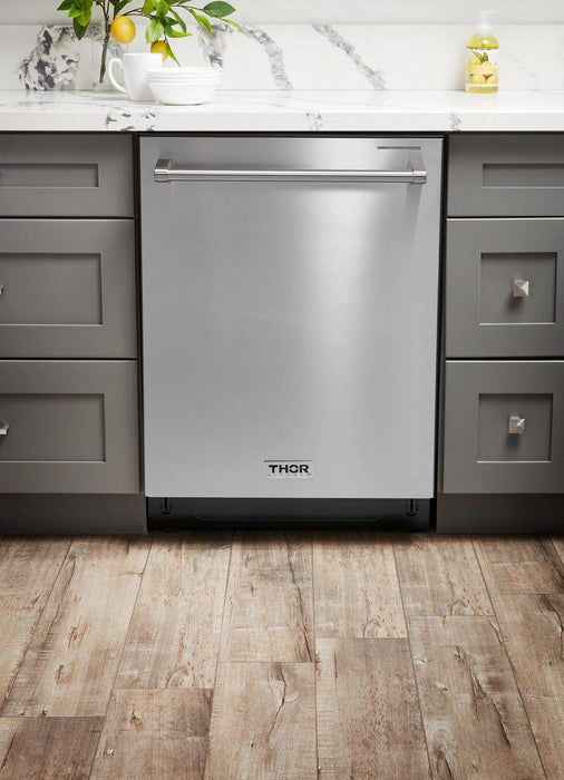 THOR Kitchen Package - 36" Gas Range, Refrigerator with Water and Ice Dispenser, Dishwasher, AP-ARG36-9