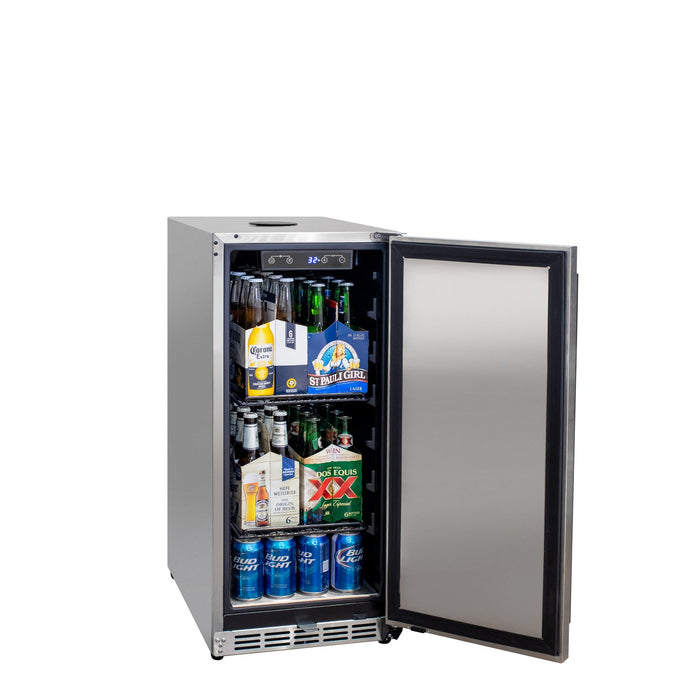 15" Wide Single Tap Stainless Steel Built-In Outdoor Commercial Kegerator