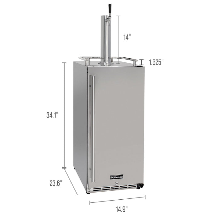 15" Wide Single Tap Stainless Steel Built-In Outdoor Commercial Kegerator