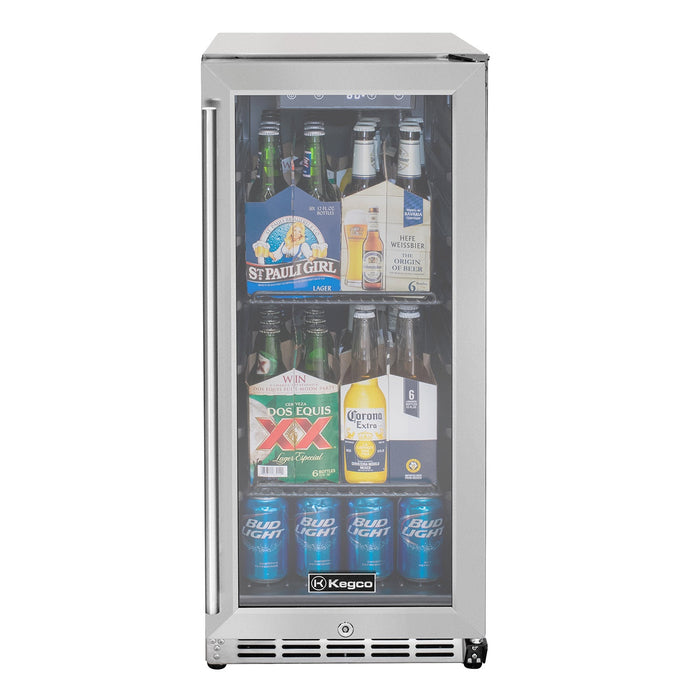 15" Wide Built-In Outdoor Commercial Beverage Center - Glass Door