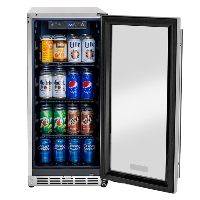 15" Wide Built-In Outdoor Commercial Beverage Center - Glass Door