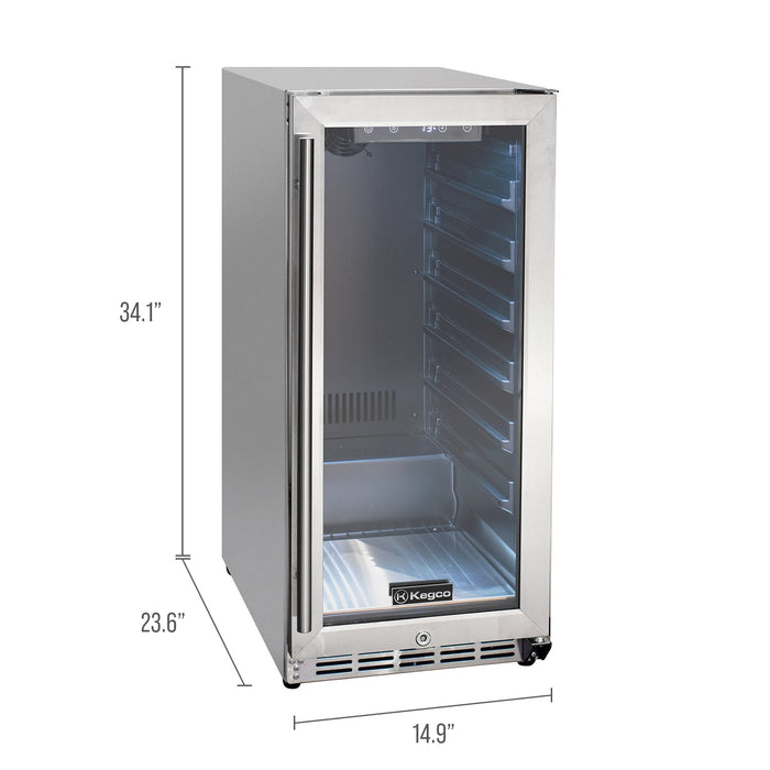 15" Wide Built-In Outdoor Commercial Beverage Center - Glass Door