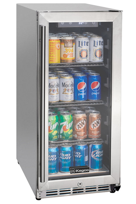 15" Wide Built-In Outdoor Commercial Beverage Center - Glass Door