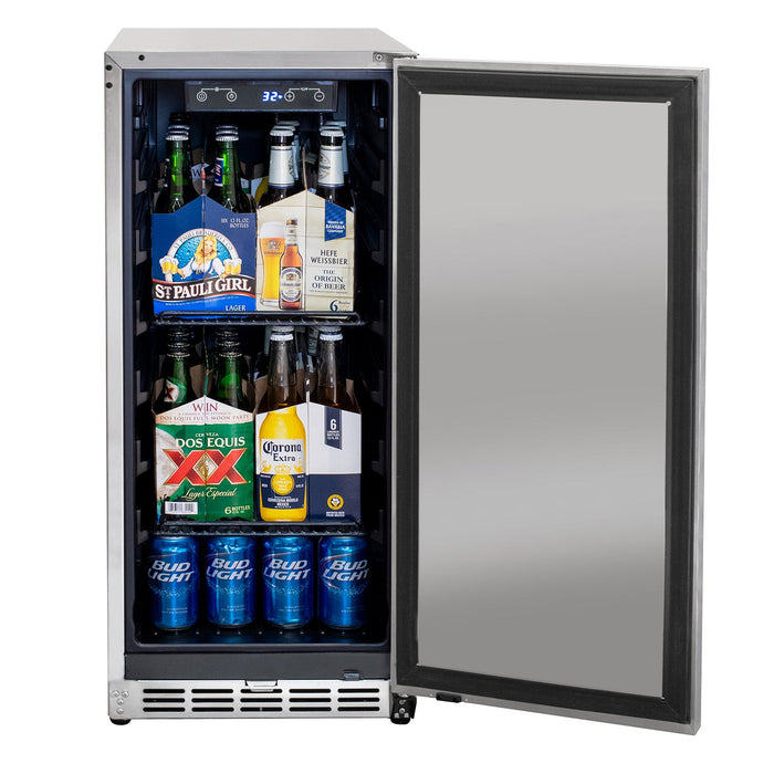 15" Wide Built-In Outdoor Commercial Beverage Center - Solid Door