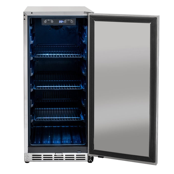 15" Wide Built-In Outdoor Commercial Beverage Center - Solid Door