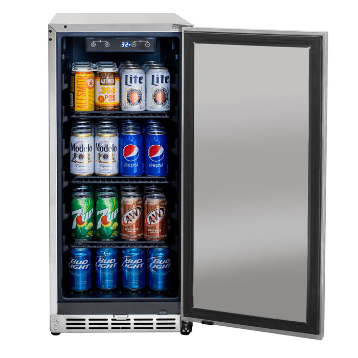 15" Wide Built-In Outdoor Commercial Beverage Center - Solid Door