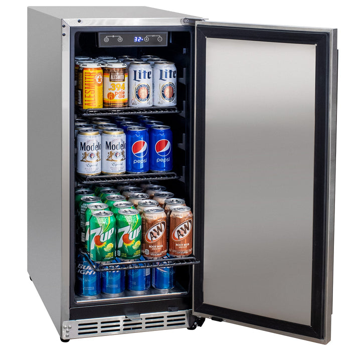 15" Wide Built-In Outdoor Commercial Beverage Center - Solid Door