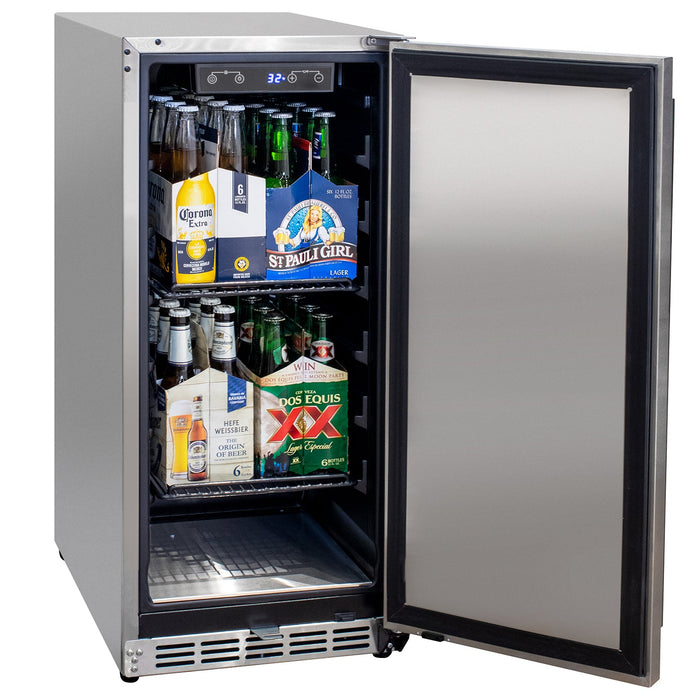 15" Wide Built-In Outdoor Commercial Beverage Center - Solid Door