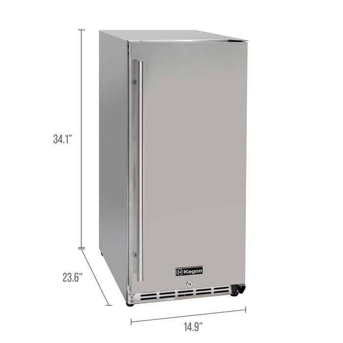 15" Wide Built-In Outdoor Commercial Beverage Center - Solid Door