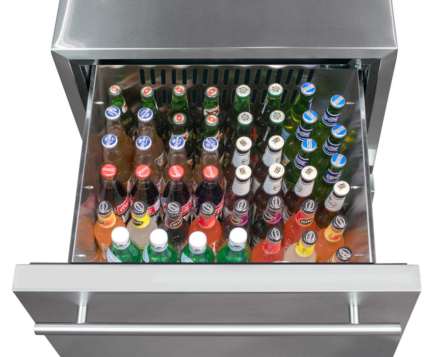 24" Wide Built-In Stainless Steel Two-Drawer Outdoor Refrigerator