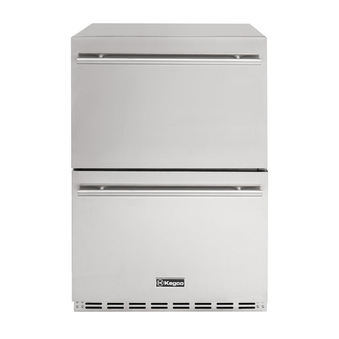 24" Wide Built-In Stainless Steel Two-Drawer Outdoor Refrigerator