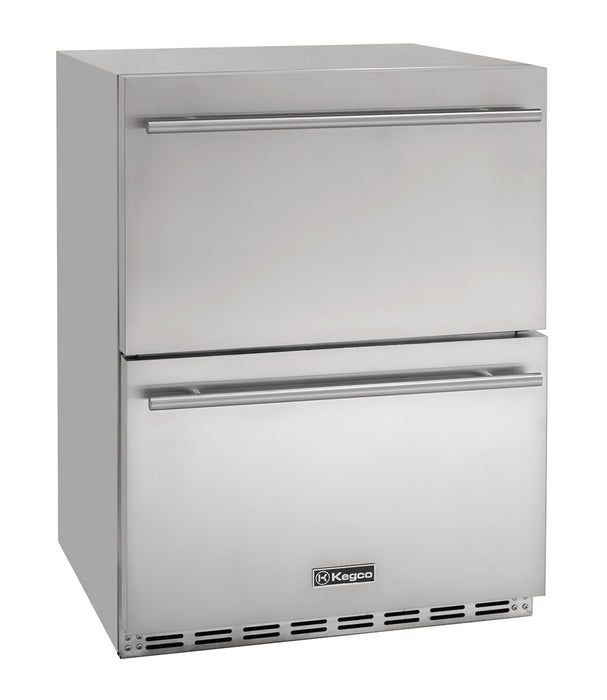 24" Wide Built-In Stainless Steel Two-Drawer Outdoor Refrigerator