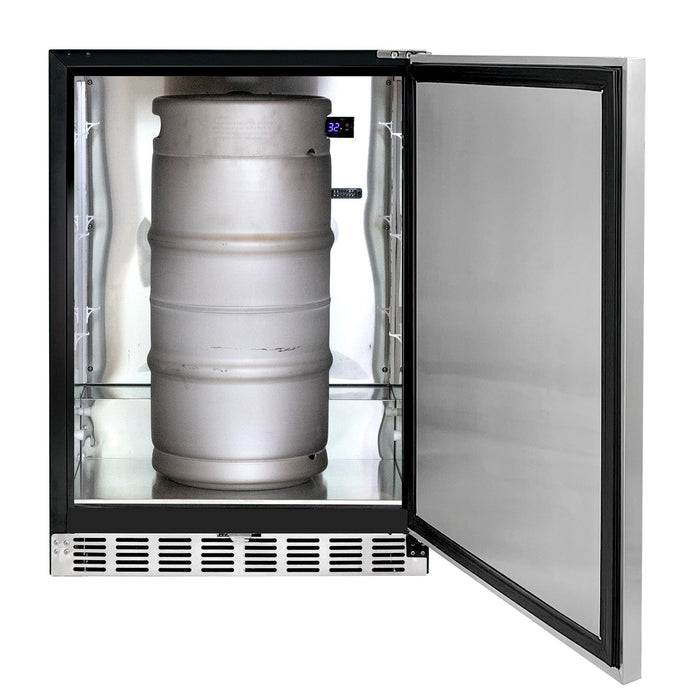 24" Wide Single Tap Stainless Steel Built-In Right Hinge ADA Kegerator with Kit