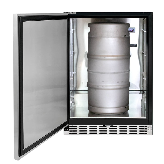 24" Wide Single Tap Stainless Steel Built-In Left Hinge ADA Kegerator with Kit