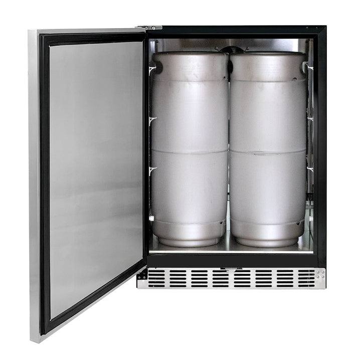 24" Wide Single Tap Stainless Steel Built-In Left Hinge ADA Kegerator with Kit