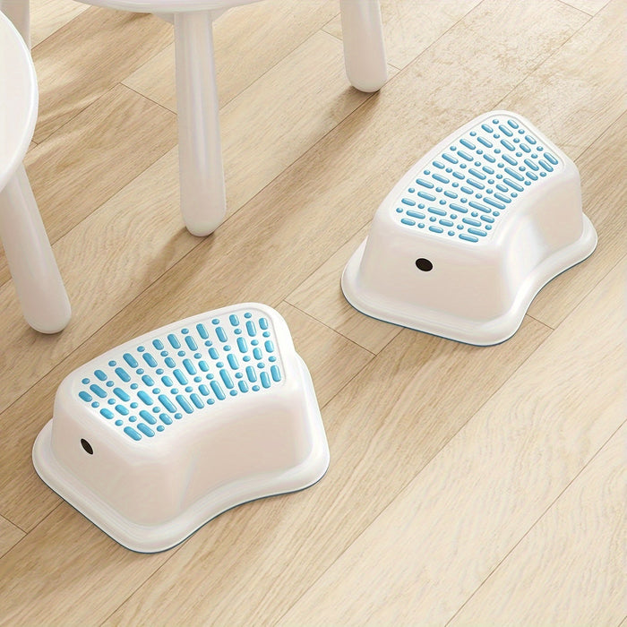 Set of 2 Step Stools, Lightweight Anti-Slip Plastic Toilet Stool for Potty Training, Blue