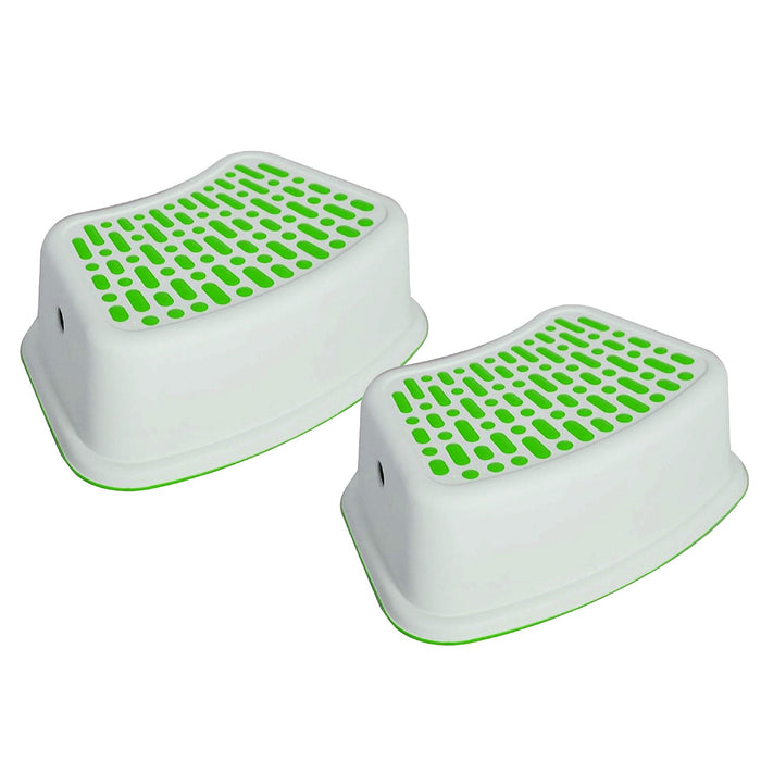 Set of 2 Step Stools, Lightweight Anti-Slip Plastic Toilet Stool for Potty Training, Green