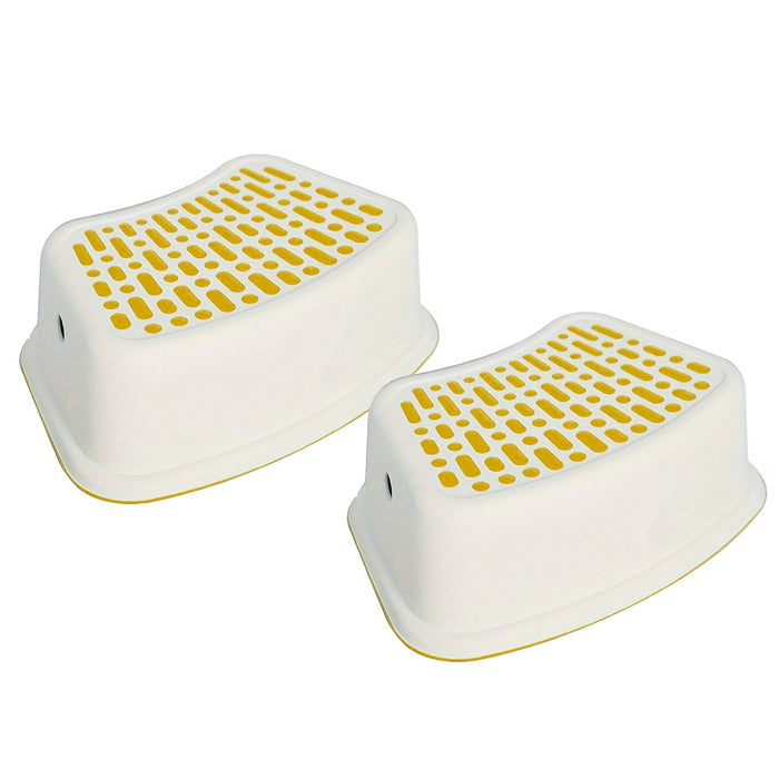 Set of 2 Step Stools, Lightweight Anti-Slip Plastic Toilet Stool for Potty Training, Yellow