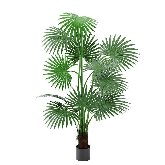 5.8ft Artificial Palm Tree Plant with 12 Decorative Leaves Faux Plant with Pot, Green