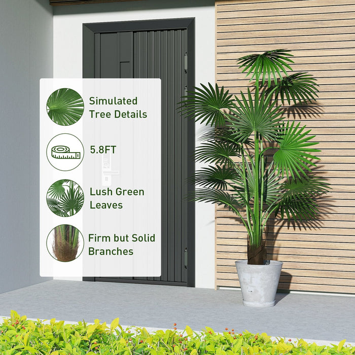 5.8ft Artificial Palm Tree Plant with 12 Decorative Leaves Faux Plant with Pot, Green