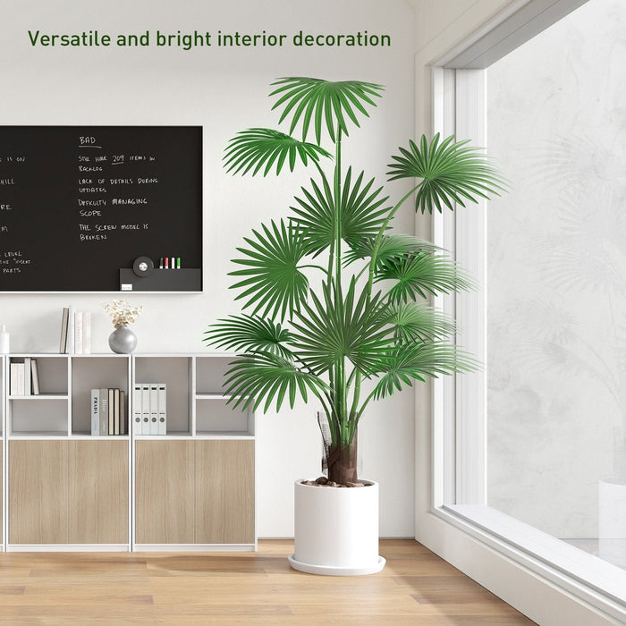 5.8ft Artificial Palm Tree Plant with 12 Decorative Leaves Faux Plant with Pot, Green