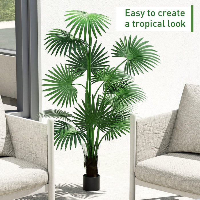 5.8ft Artificial Palm Tree Plant with 12 Decorative Leaves Faux Plant with Pot, Green