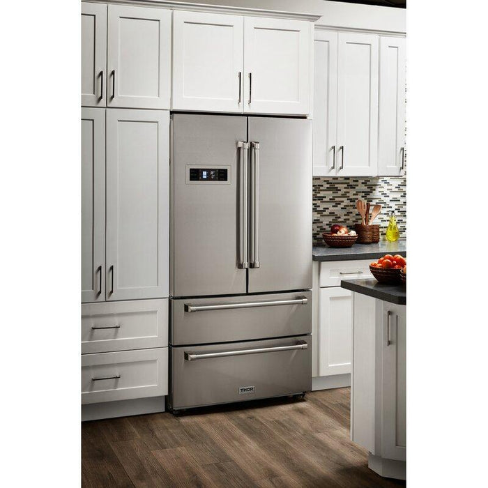 Thor Kitchen Package - 30" Gas Range, Range Hood, Microwave, Refrigerator, Dishwasher, Wine Cooler, AP-LRG3001U-8