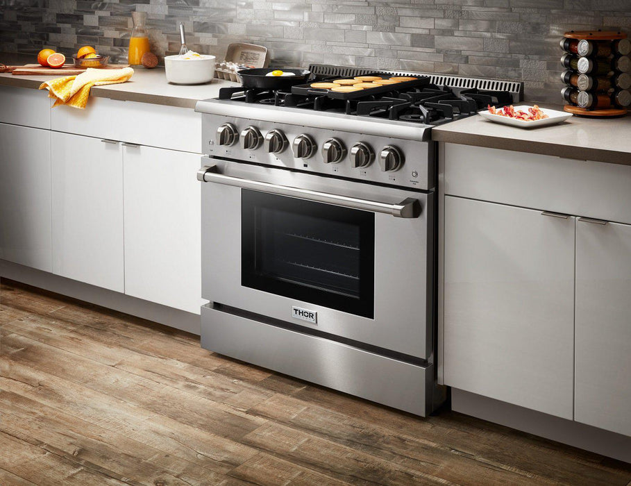 Thor Kitchen 36 in. Professional Natural Gas Range in Stainless Steel, HRG3618U