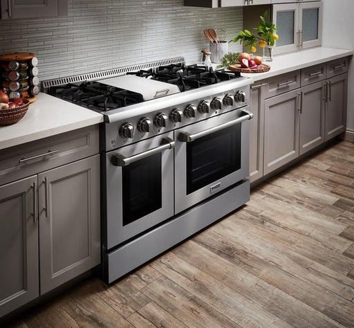 THOR Kitchen Package - 48" Propane Gas Range, Refrigerator with Water and Ice Dispenser, Dishwasher, AP-HRG4808ULP-9