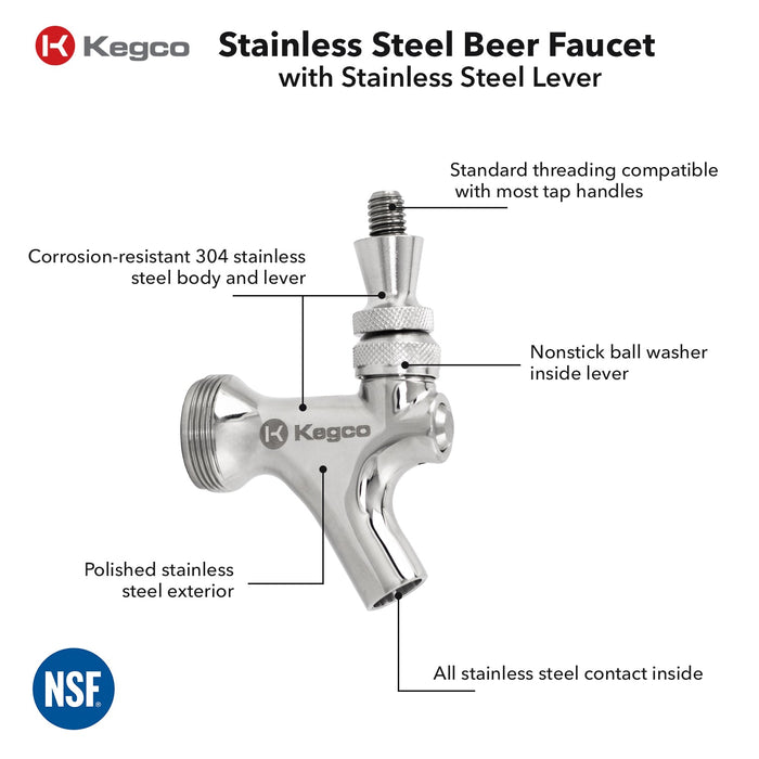 Stainless Steel Beer Faucet with Stainless Steel Lever