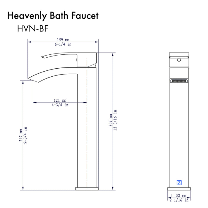 ZLINE Heavenly Single Handle Vessel Sink Bath Faucet in Gun Metal (HVN-BF-GM)