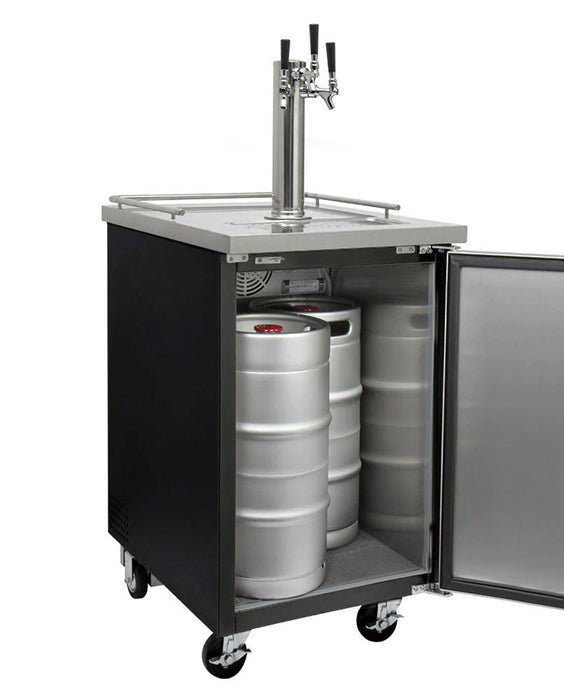 24" Wide Cold Brew Coffee Triple Tap Black Commercial Kegerator