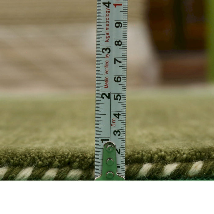 Ready to Ship Green Contemporary Design Hand Loomed Wool Area Rug