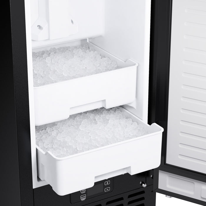 Cristallo 15 Inch Freestanding/Undercounter Ice maker, 66.1 lbs Chewable nugget, 8 kg / 17.6 lbs of ice storage, Black