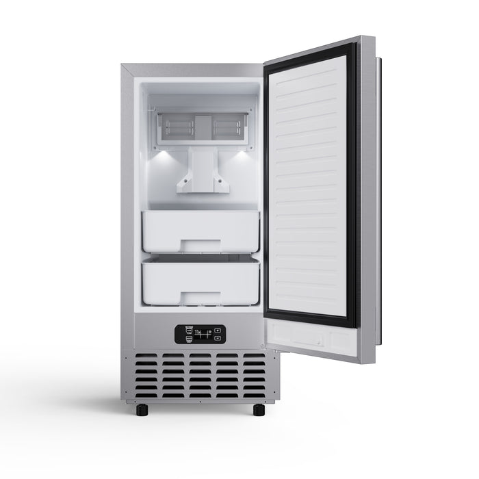 Cristallo 15 Inch Freestanding/Undercounter Ice maker, 66.1 lbs Chewable nugget, 8 kg / 17.6 lbs of ice storage, Stainless steel