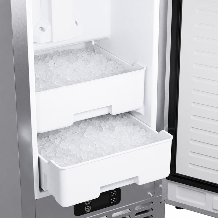 Cristallo 15 Inch Freestanding/Undercounter Ice maker, 66.1 lbs Chewable nugget, 8 kg / 17.6 lbs of ice storage, Stainless steel