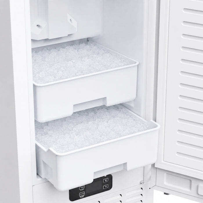 Cristallo 15 Inch Freestanding/Undercounter Ice maker, 66.1 lbs Chewable nugget, 8 kg / 17.6 lbs of ice storage, White