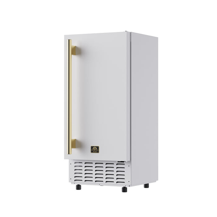 Cristallo 15 Inch Freestanding/Undercounter Ice maker, 66.1 lbs Chewable nugget, 8 kg / 17.6 lbs of ice storage, White