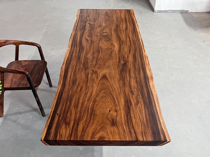 SALE! 7.4ft x 33'' Conference Room Table ONE-PIECE Acacia Straighe Edge Wood Table With Metal Base