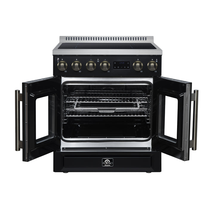 Torino French Door 30 Inch Induction Range with Air Fryer, Air Sous Vide & True Convection, Dual Broiler, Black