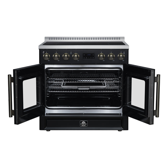 Torino French Door 36 Inch Induction Range with Air Fryer, Air Sous Vide & True Convection, Dual Broiler, Black
