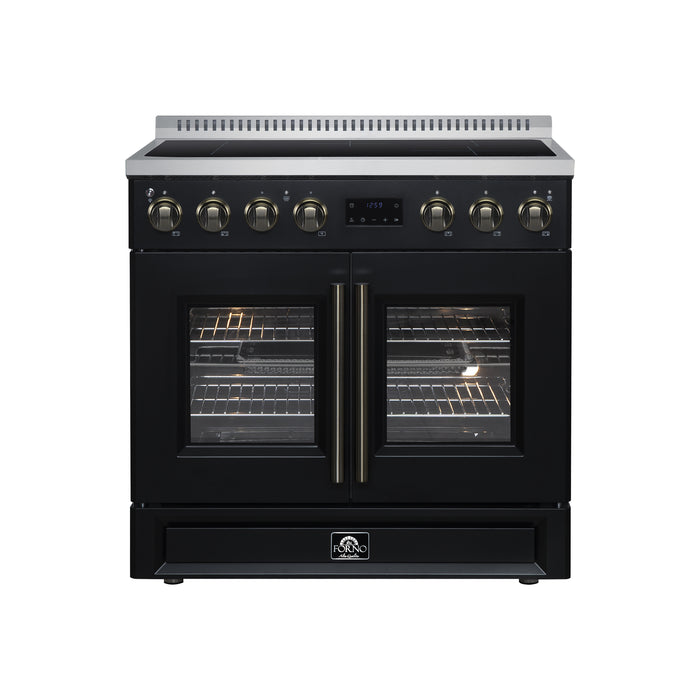 Torino French Door 36 Inch Induction Range with Air Fryer, Air Sous Vide & True Convection, Dual Broiler, Black