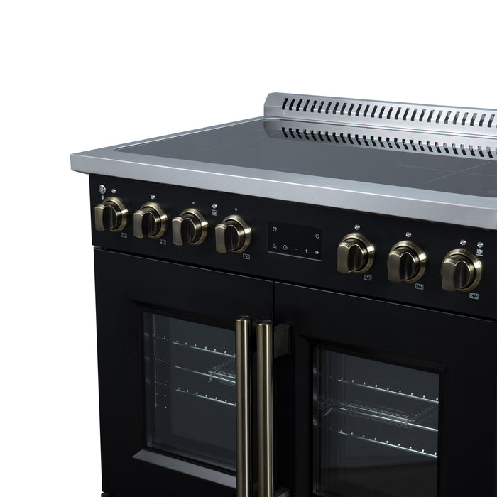 Torino French Door 36 Inch Induction Range with Air Fryer, Air Sous Vide & True Convection, Dual Broiler, Black